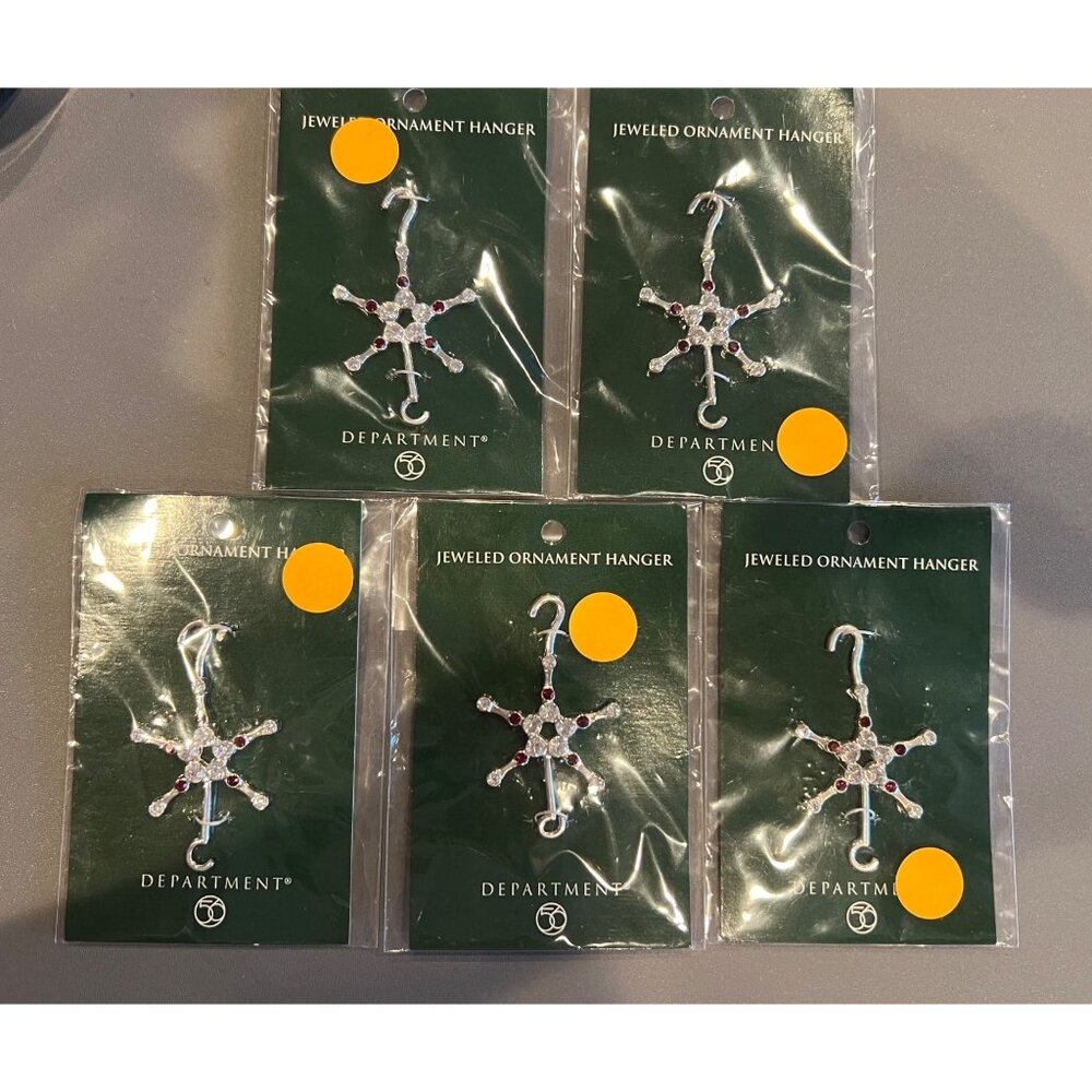 Brand New Dept 56 Jeweled Ornament Hangers Red & Silver Snowflake Lot of 5‎